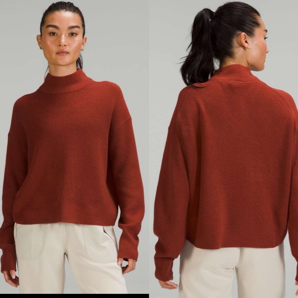 lululemon athletica Sweaters - Lululemon Merino Wool Blend Ribbed Turtleneck Sweater Cayenne Rust Size 4